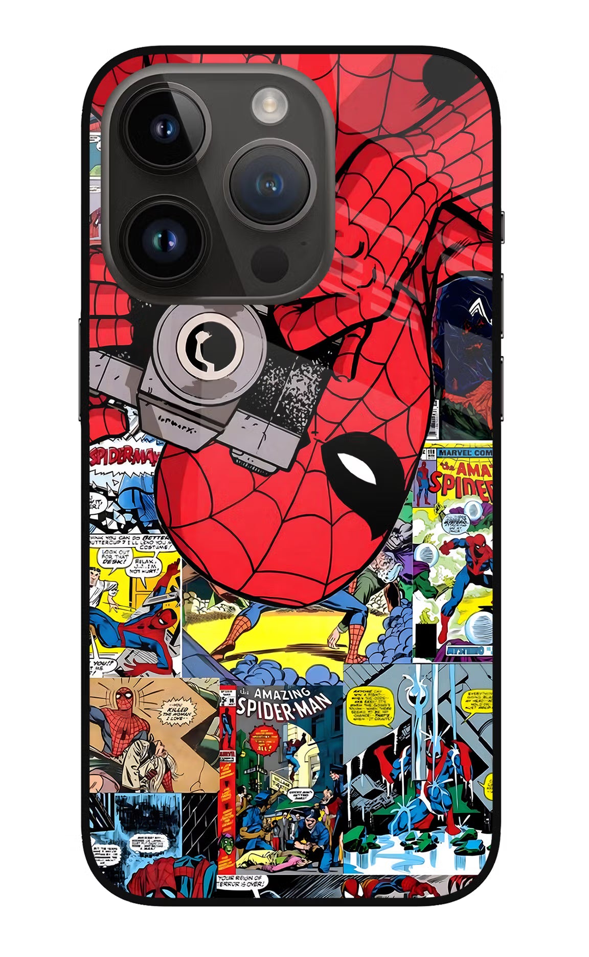 Spider Man iPhone 14 Pro Glass Case Back Cover by Casekaro