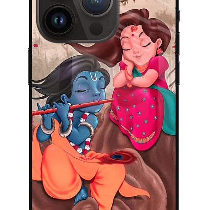 Radhe Krishna iPhone 14 Pro Glass Case Back Cover by Casekaro