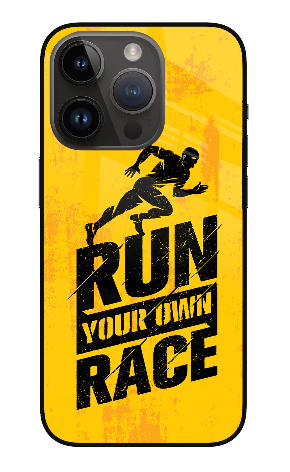 Run Your Own Race iPhone 14 Pro Glass Case Back Cover by Casekaro