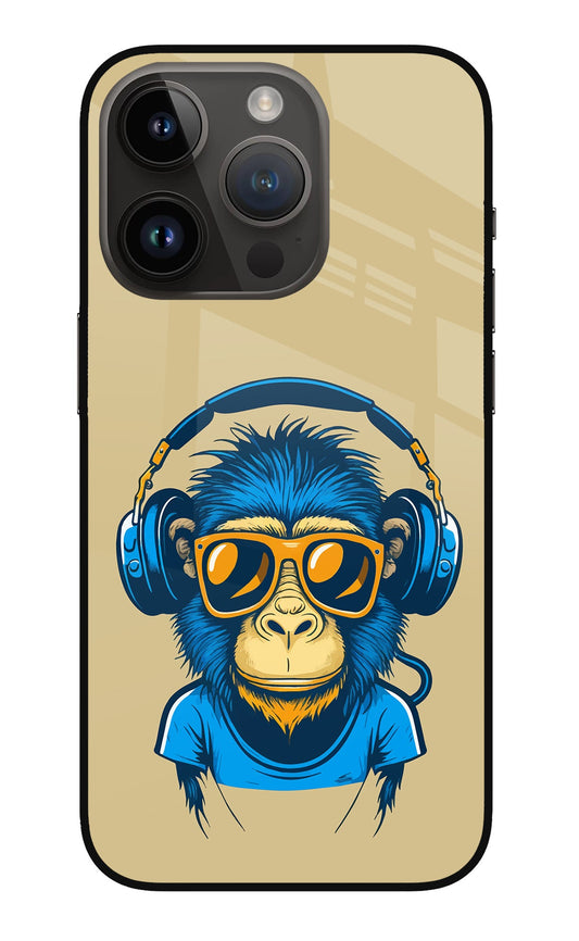 Monkey Headphone iPhone 14 Pro Glass Case