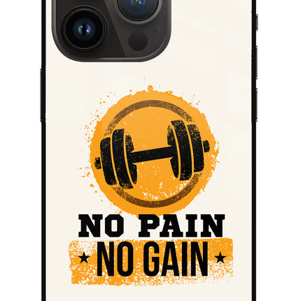No Pain No Gain iPhone 14 Pro Glass Case Back Cover by Casekaro