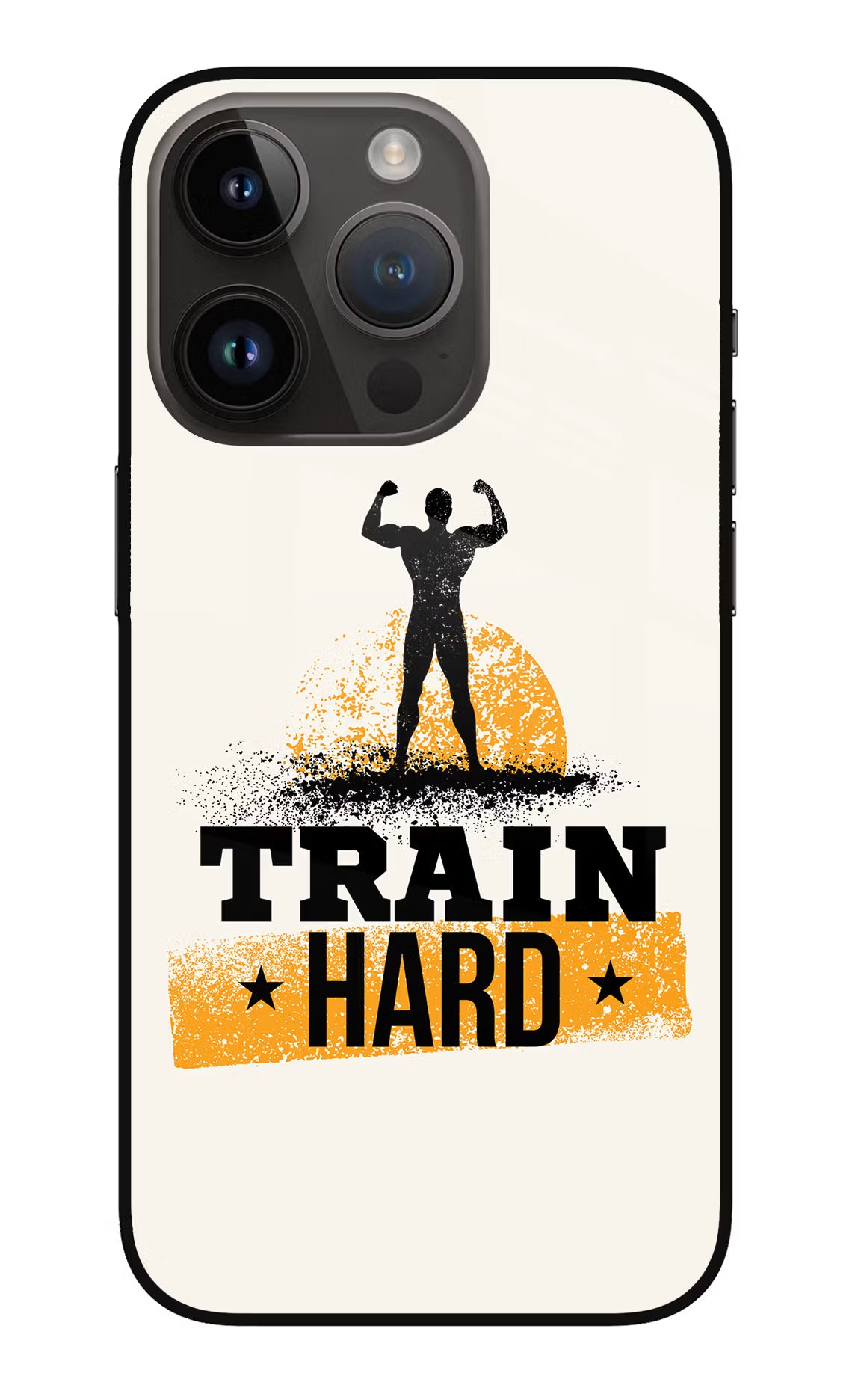 Train Hard iPhone 14 Pro Glass Case Back Cover by Casekaro