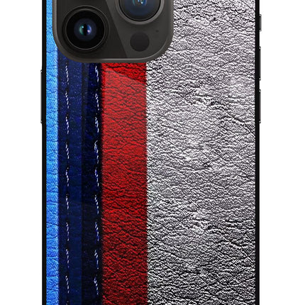 BMW Stripes iPhone 14 Pro Glass Case Back Cover by Casekaro
