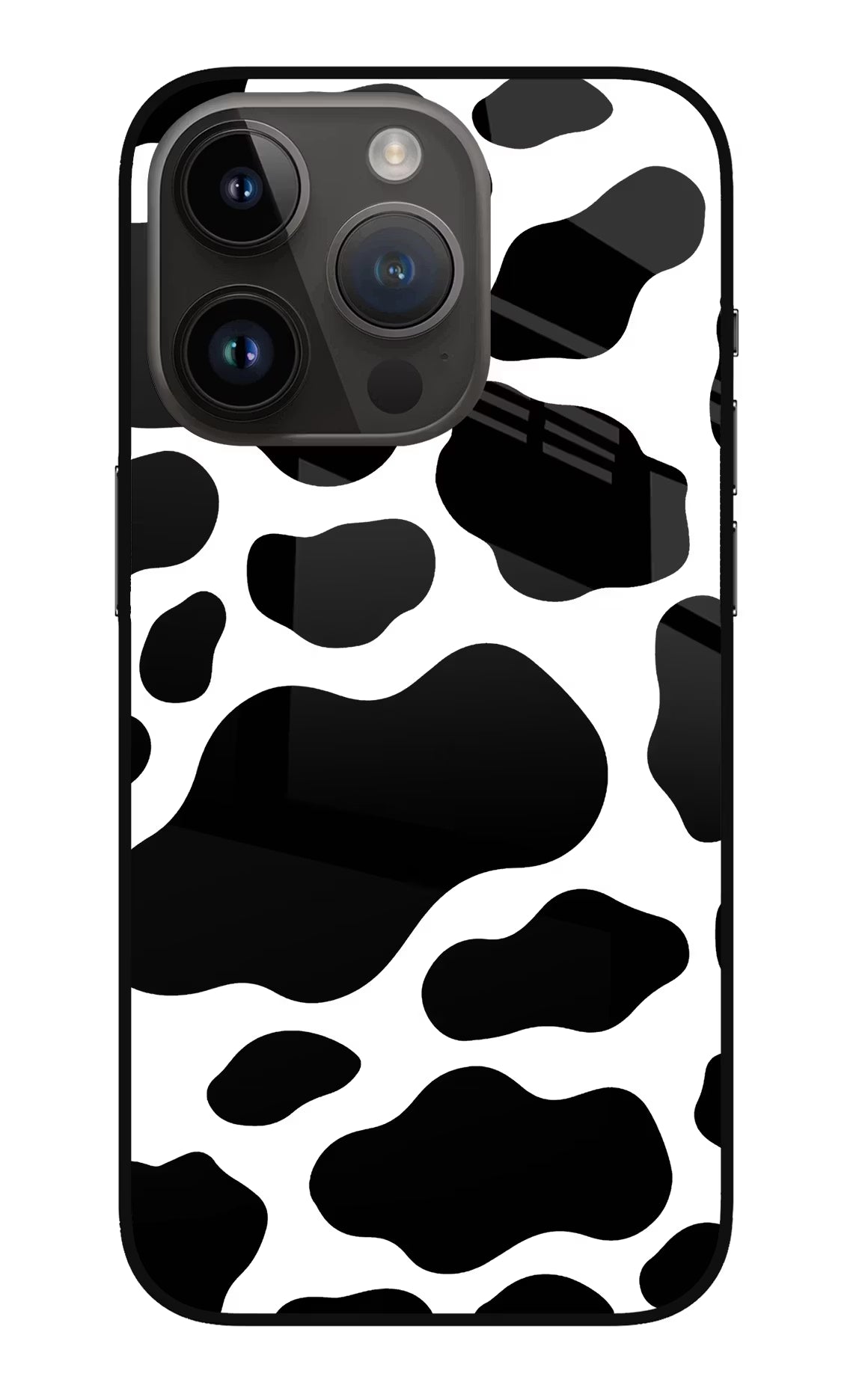 Cow Spots iPhone 14 Pro Glass Case Back Cover by Casekaro