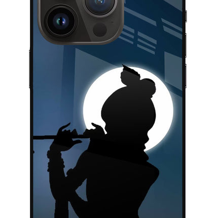 Shri Krishna Silhouette iPhone 14 Pro Glass Case Back Cover by Casekaro