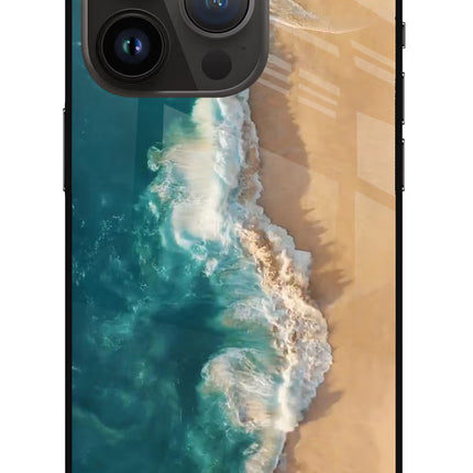 Ocean Beach iPhone 14 Pro Glass Case Back Cover by Casekaro