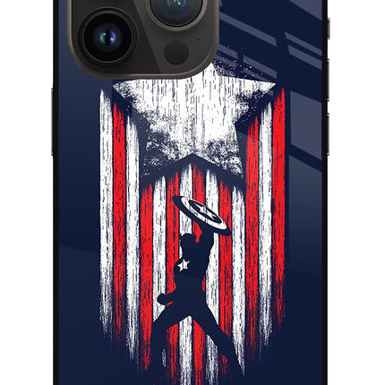 Captain America Marvel Art iPhone 14 Pro Glass Case Back Cover by Casekaro