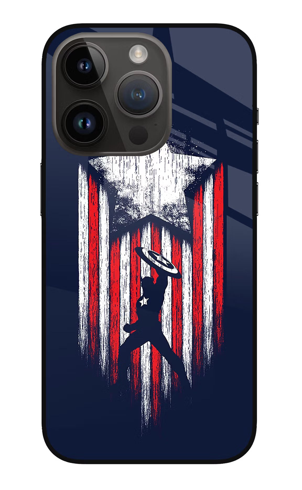 Captain America Marvel Art iPhone 14 Pro Glass Case Back Cover by Casekaro