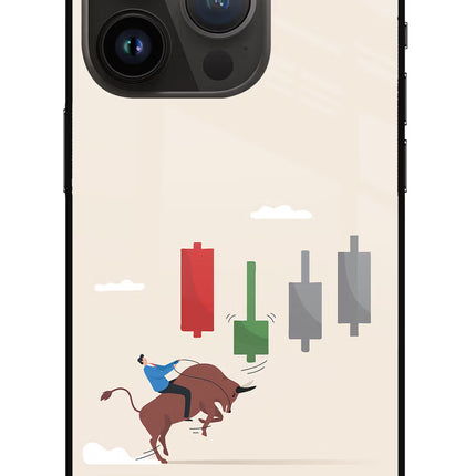Bull Trading Momentum iPhone 14 Pro Glass Case Back Cover by Casekaro