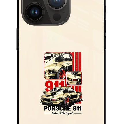 Classic Porsche 911 iPhone 14 Pro Glass Case Back Cover by Casekaro
