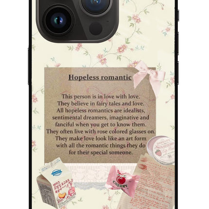 Hopeless Romantic iPhone 14 Pro Glass Case Back Cover by Casekaro