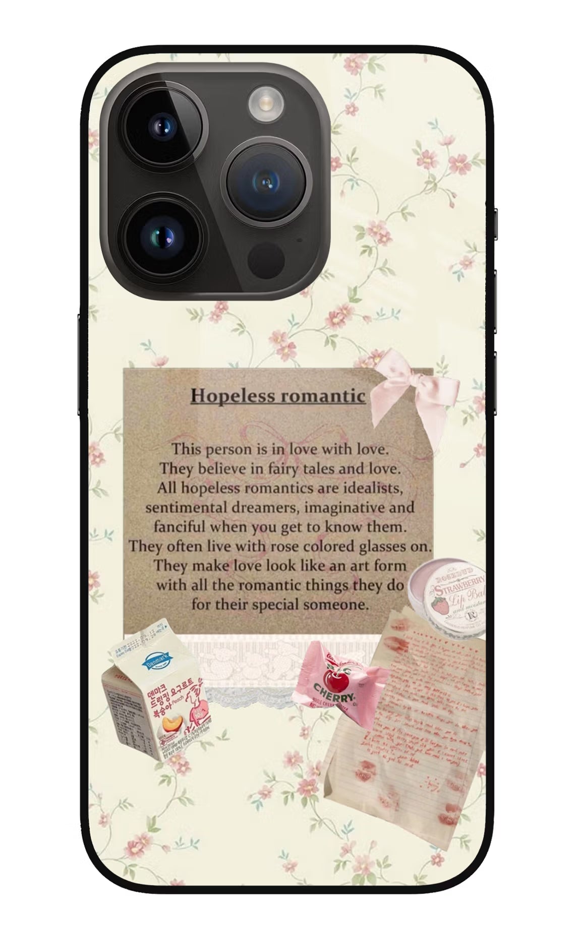 Hopeless Romantic iPhone 14 Pro Glass Case Back Cover by Casekaro