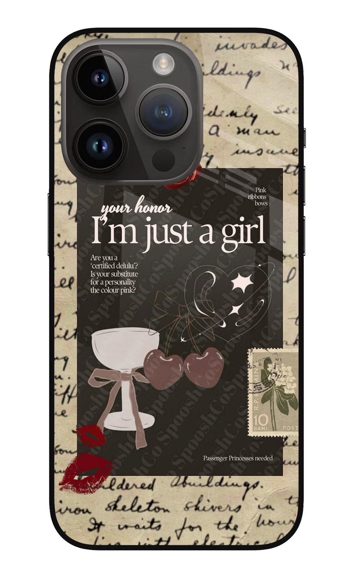 I am just a girl iPhone 14 Pro Glass Case Back Cover by Casekaro