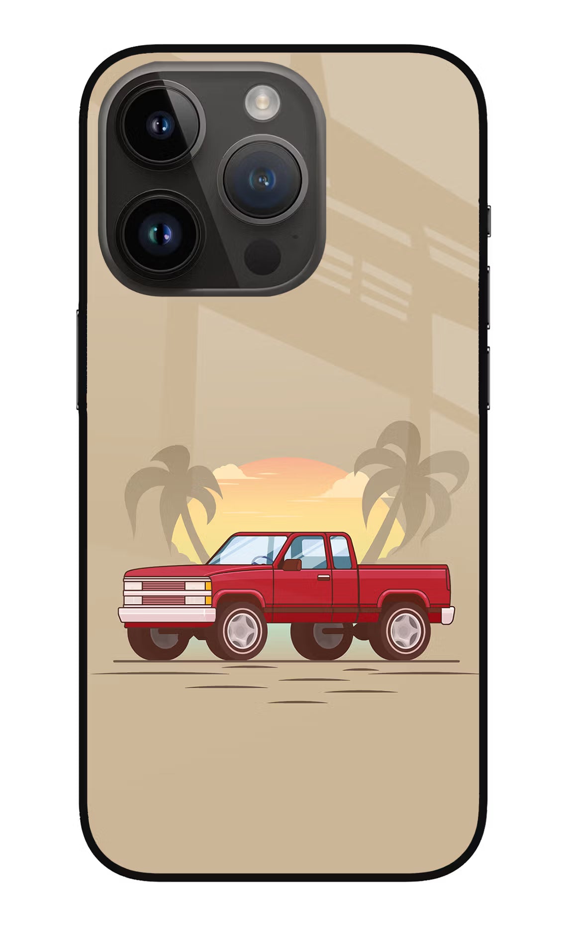 Desert Classic Drive iPhone 14 Pro Glass Case Back Cover by Casekaro