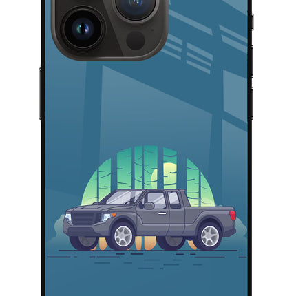 Retro Garage Vibe iPhone 14 Pro Glass Case Back Cover by Casekaro