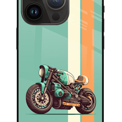 Striped Moto Drift iPhone 14 Pro Glass Case Back Cover by Casekaro