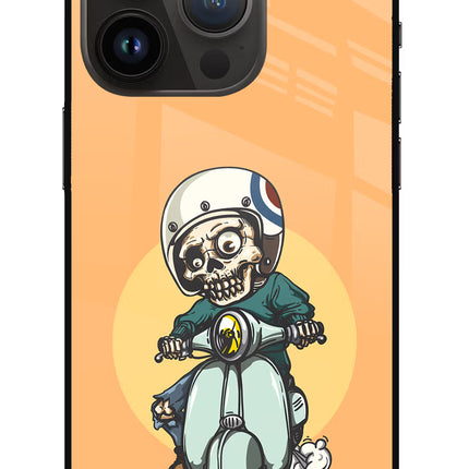 Undead Biker iPhone 14 Pro Glass Case Back Cover by Casekaro