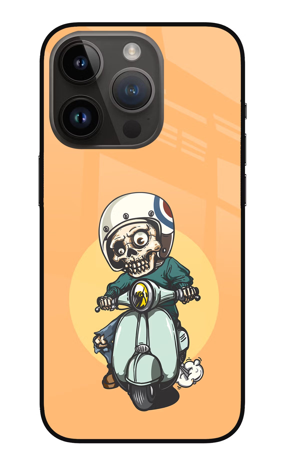 Undead Biker iPhone 14 Pro Glass Case Back Cover by Casekaro