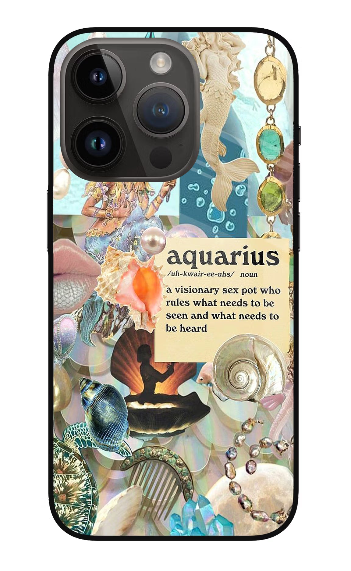 Aquarius Zodiac iPhone 14 Pro Glass Case Back Cover by Casekaro