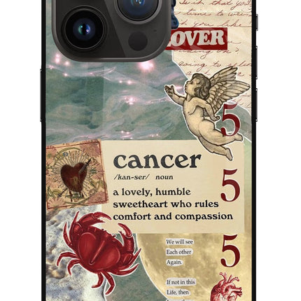 Cancer Zodiac iPhone 14 Pro Glass Case Back Cover by Casekaro