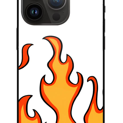 Fired Up – White iPhone 14 Pro Glass Case Back Cover by Casekaro