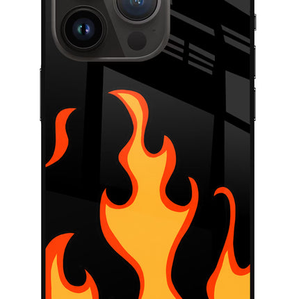 Fired Up – Black iPhone 14 Pro Glass Case Back Cover by Casekaro