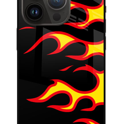 Side Sweep Flames iPhone 14 Pro Glass Case