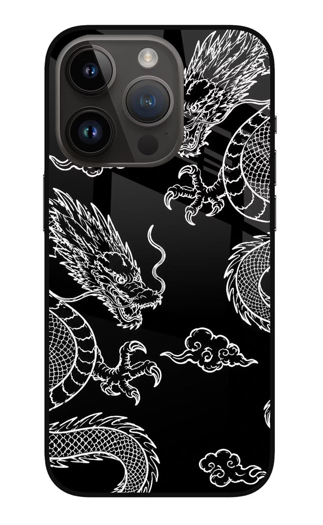 Twin Dragons iPhone 14 Pro Glass Case