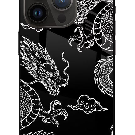 Twin Dragons iPhone 14 Pro Glass Case Back Cover by Casekaro