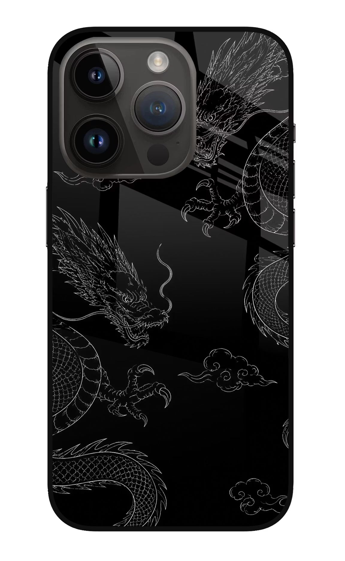 Twin Dragons iPhone 14 Pro Glass Case Back Cover by Casekaro