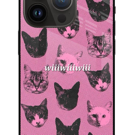 Pink Cats iPhone 14 Pro Glass Case