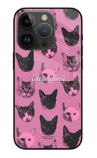 Pink Cats iPhone 14 Pro Glass Case