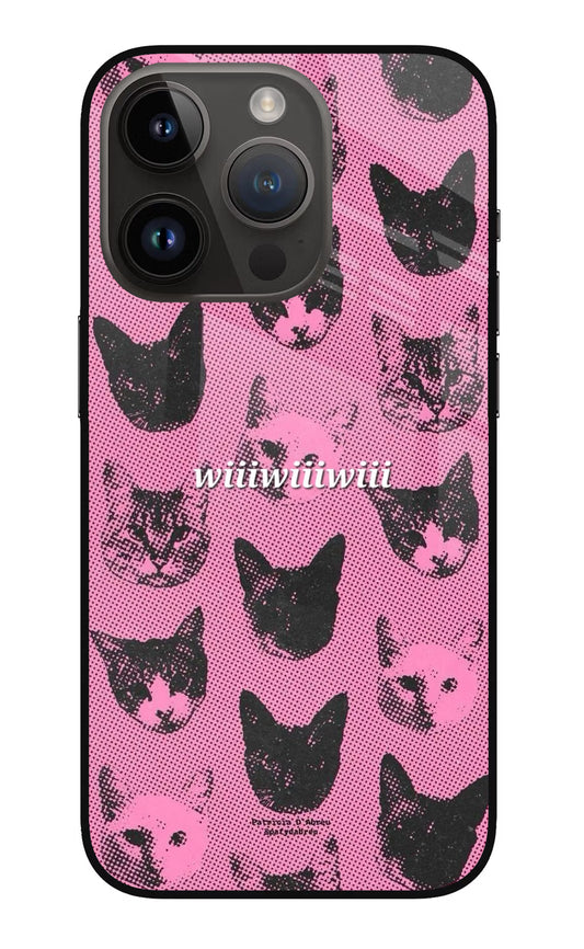 Pink Cats iPhone 14 Pro Glass Case
