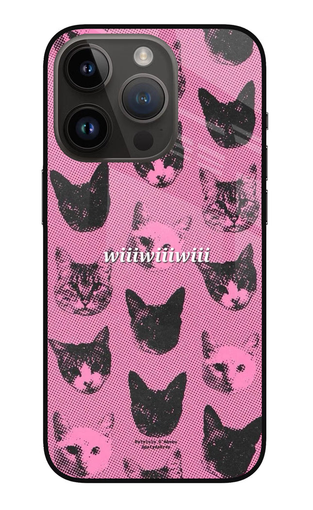 Pink Cats iPhone 14 Pro Glass Case