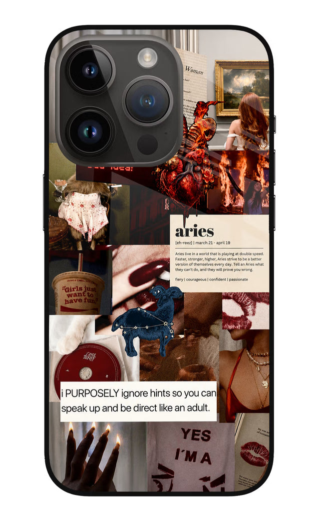 Zodiac Aries iPhone 14 Pro Glass Case