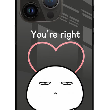 You're Right iPhone 14 Pro Glass Case Back Cover by Casekaro