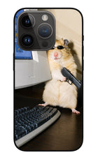 Hacker Hamster iPhone 14 Pro Glass Case
