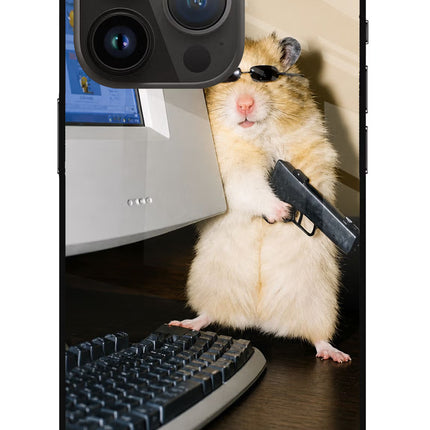 Hacker Hamster iPhone 14 Pro Glass Case Back Cover by Casekaro