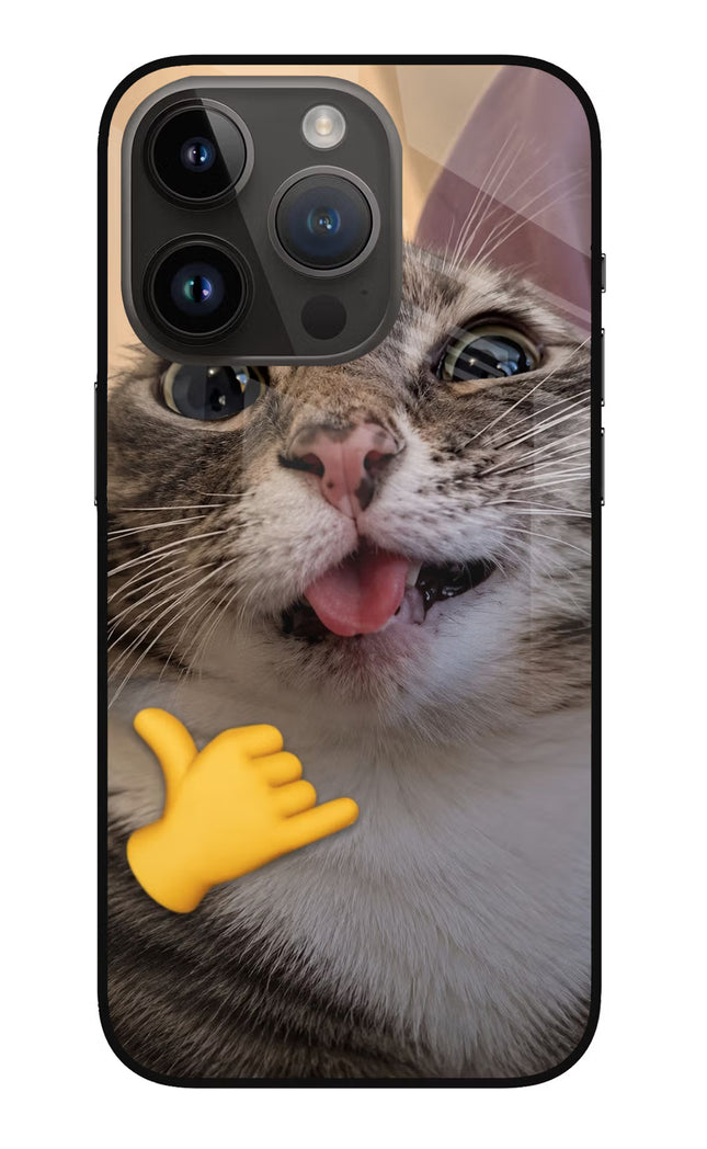 Silly Cat Call iPhone 14 Pro Glass Case