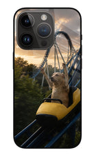 Rollercoaster Dog iPhone 14 Pro Glass Case