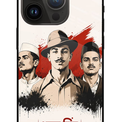 Bhagat Singh Trio iPhone 14 Pro Glass Case