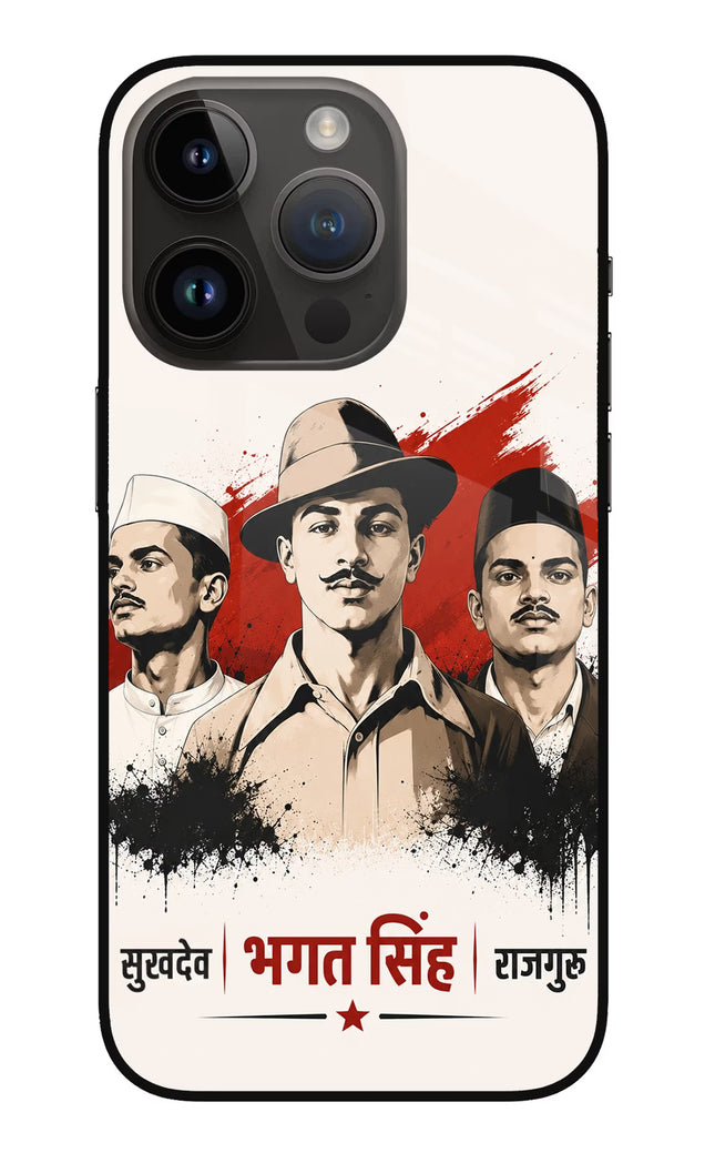 Bhagat Singh Trio iPhone 14 Pro Glass Case
