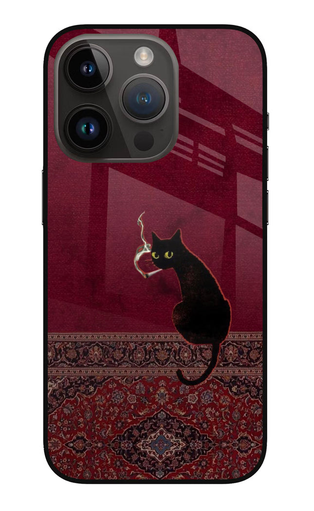 Midnight Cat iPhone 14 Pro Glass Case