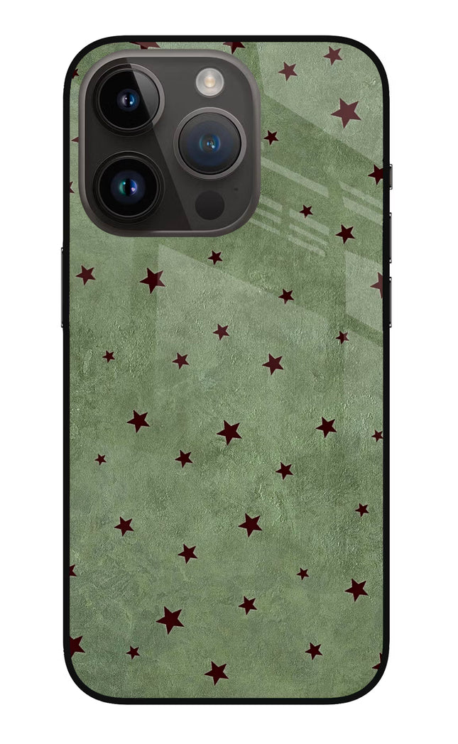 Green Stars iPhone 14 Pro Glass Case