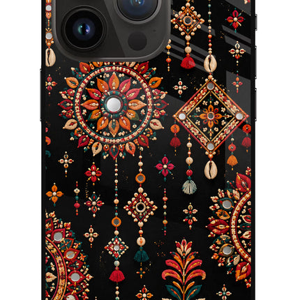 Boho Noir iPhone 14 Pro Glass Case Back Cover by Casekaro