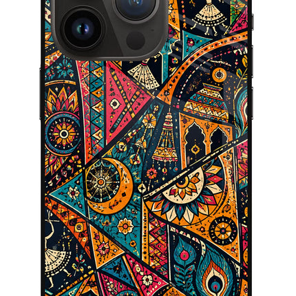 Folk Print iPhone 14 Pro Glass Case