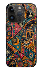 Folk Print iPhone 14 Pro Glass Case