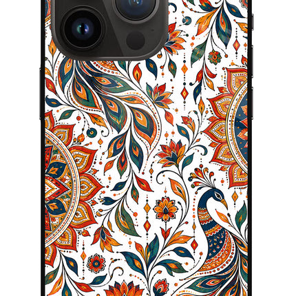 White Mayura iPhone 14 Pro Glass Case