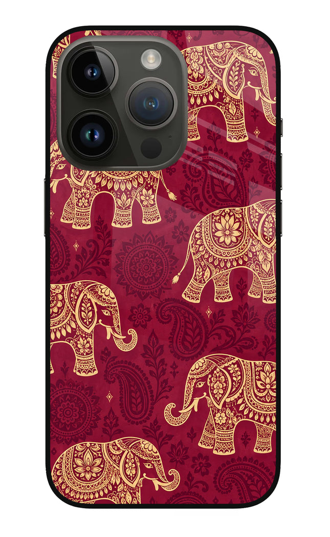 Maroon Elephant iPhone 14 Pro Glass Case