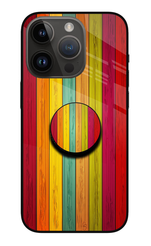 Multicolor Wooden iPhone 14 Pro Glass Case